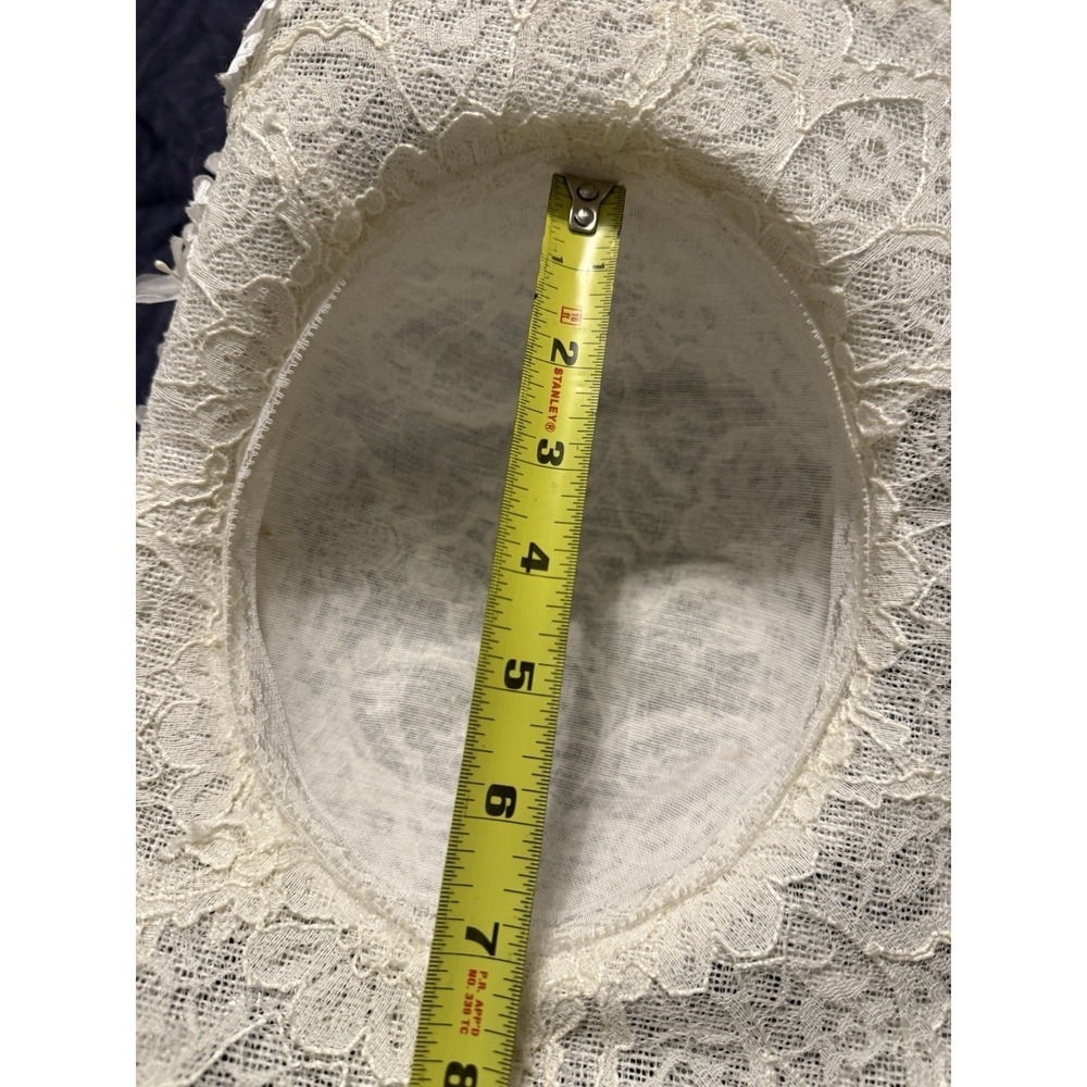 Vintage bohemian Floral Bridal Hat with Veil Ivory Lace Wedding Church 34" long‎ - Picture 7 of 12